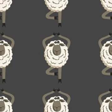 Stubborn Lamb in Yoga Tree Pose Vector Stock Illustration