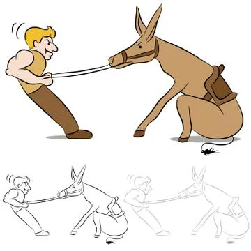 Stubborn mule Stock Illustration