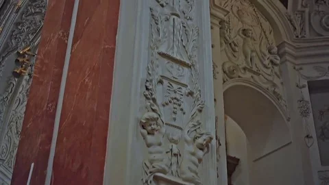Stucco on the walls of the temple Stock Footage 69214335