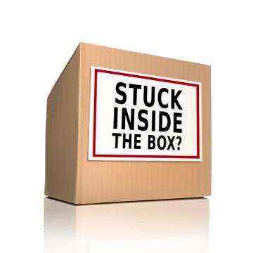 Stuck inside the box on a paper box 스톡 일러스트