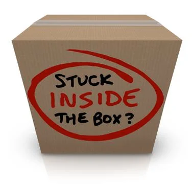 Stuck inside the box stale unoriginal ideas same bureaucracy Stock Illustration