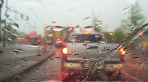 Stuck in rainy day traffic Stock Footage 62288882