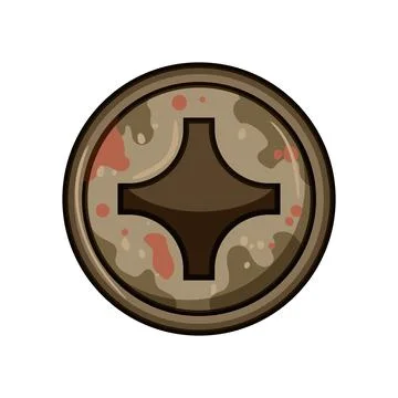 Stuck rusty screw head cartoon vector illustration Stock Illustration