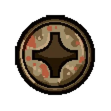 Stuck rusty screw head pixel art vector illustration Stock Illustration