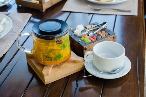 Stuck tea on a table in a restaurant Stock Photos