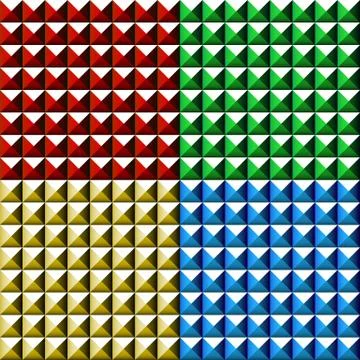 Studded, pointed background, seamless pattern in 4 colors. Stock Illustration
