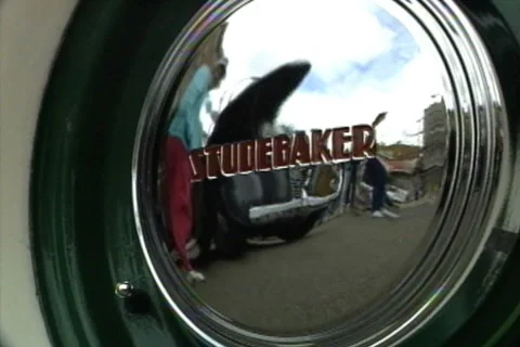 Studebaker Hub Cap Reflection Stock Footage 42223369