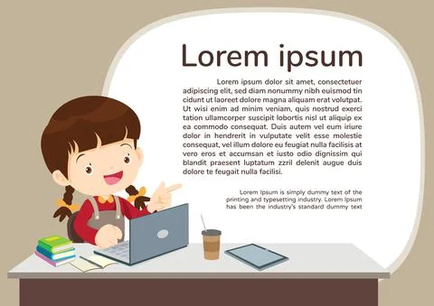 Studens boy and E-learning concept background illustration Stock Illustration