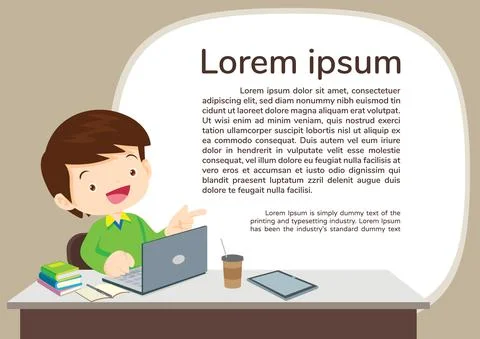 Studens boy and E-learning concept background illustration Stock Illustration