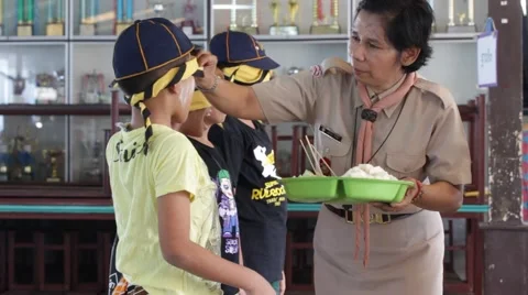 Student 9-10 years old, Scout in adventure activities, Scout Camp Stock Footage 68935436