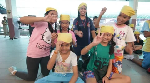 Student 9-10 years old, first aid events, Scout Camp Stock Footage 68936030
