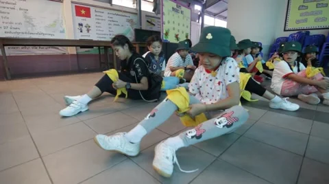 Student 9-10 years old, first aid events, Scout Camp Stock Footage 68936369