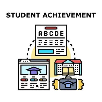 Student achievement measuring progress receiving education studying online Stock Illustration
