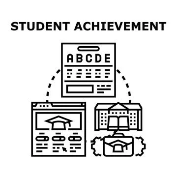 Student achievement measuring progress receiving education studying online Stock Illustration
