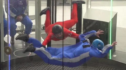 Student and Instructor Practice in Ifly Indoor Skydiving Wind Tunnel 動画素材 245417996