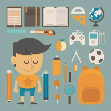 Student and tool , flat design Stock-Illustration