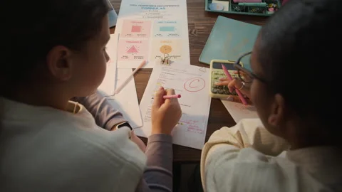 Student and Tutor Solving Math Problems Together Stock Footage 329666856