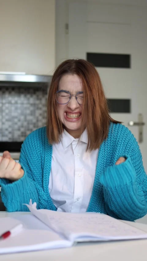 Student anger over failed thesis Stock Footage 327217280