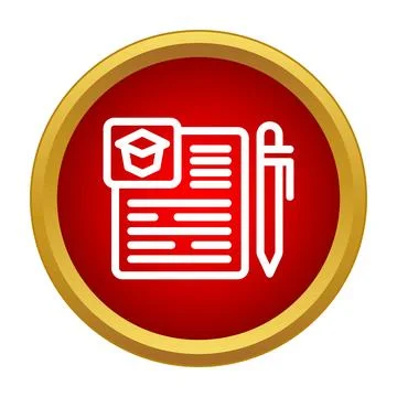 Student application form with graduation cap and pen button Illustrazione stock