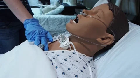 Student assessing mannequin Stock Footage 58011222