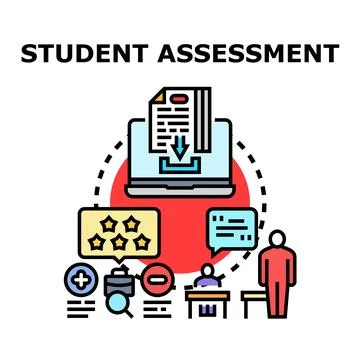 Student assessment process learning evaluation concept Stock Illustration