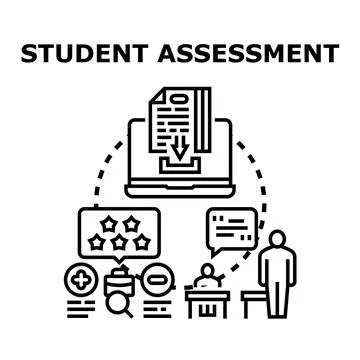 Student assessment process learning evaluation concept Stock Illustration