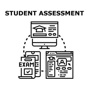 Student assessment using online education modern technologies Stock Illustration