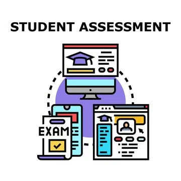 Student assessment using online education modern technologies Stock Illustration