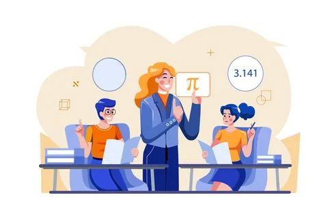 Student Attending Maths Class Stock Illustration