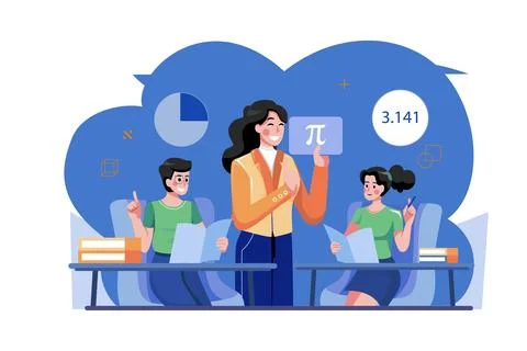 Student Attending Maths Class Stock Illustration