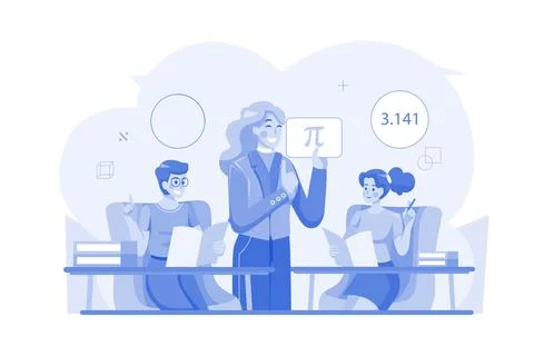 Student Attending Maths Class Stock Illustration
