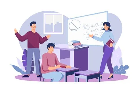 Student Attending Maths class Illustration concept on white background Stock Illustration