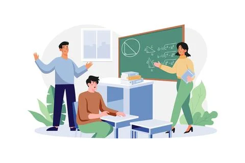 Student Attending Maths Class Illustration concept on white background Stock Illustration