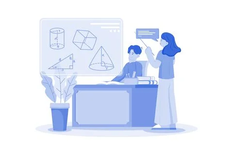 Student attends tutoring session Stock Illustration