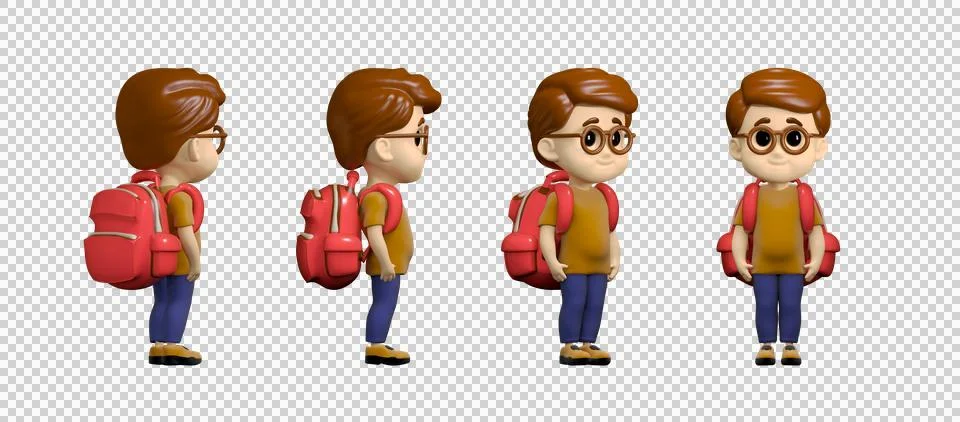 Student Avatar Character With Backpack 3d icon Stock Illustration