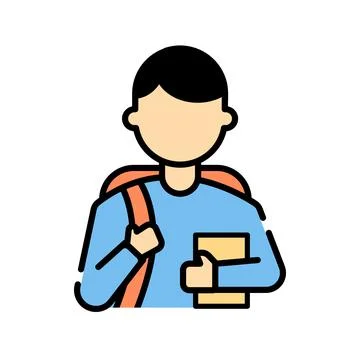 Student avatar icon in flat outline academic profile design イラスト素材
