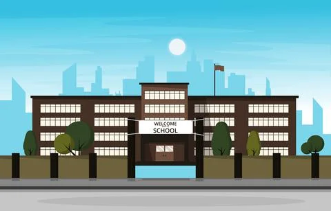 Student Back to School Building Study Education Vector Illustration Ilustración de archivo