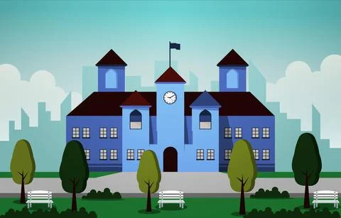 Student Back to School Building Study Education Vector Illustration Ilustração Stock