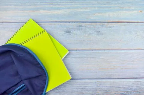 Student backpack and various school supplies, studing, education and back to  Stock Photos