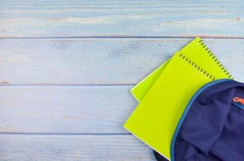 Student backpack and various school supplies, studing, education and back to  Stock Photos