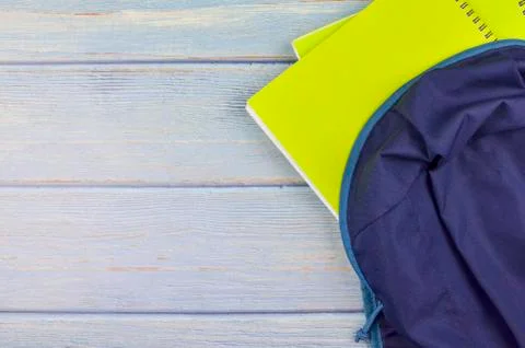 Student backpack and various school supplies, studing, education and back to  Stock Photos