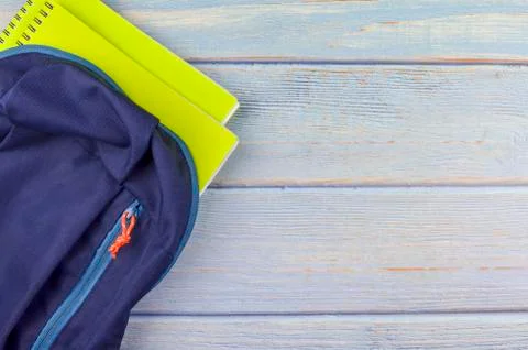Student backpack and various school supplies, studing, education and back to  Stock Photos
