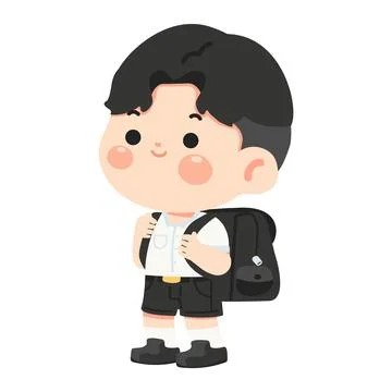 Student with Backpack Ready for School Illustrazione stock