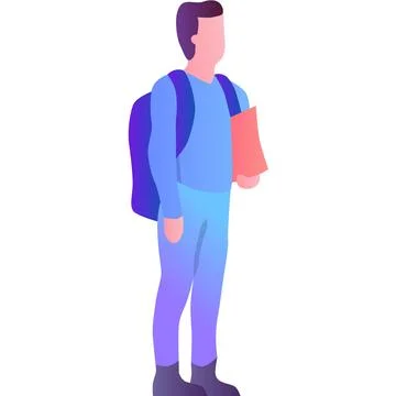 Student with backpack vector icon on white Stock Illustration