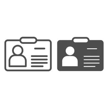 Student badge line and solid icon, school concept, pupil identity card sign on Stock Illustration