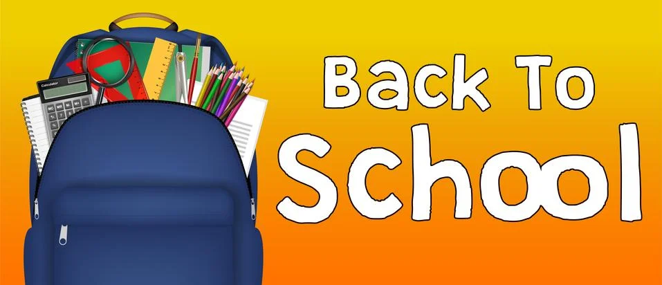 Student bag with study object inside  vector Stock Illustration
