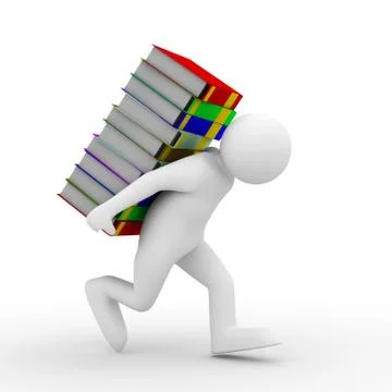 Student with bale books. Isolated 3D image Stock Illustration