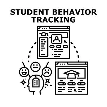Student behavior tracking system analyzing educational progress 스톡 일러스트