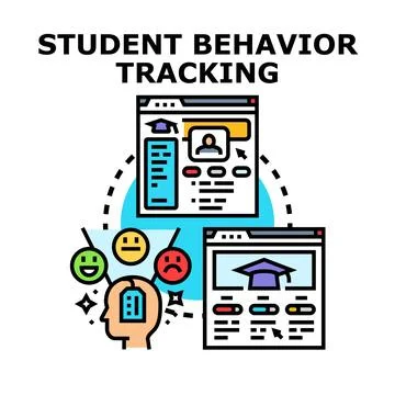 Student behavior tracking system analyzing educational progress 스톡 일러스트