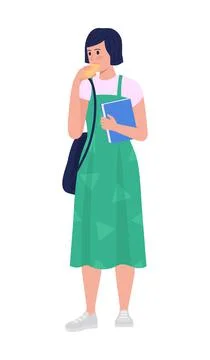 Student biting snack bar semi flat color vector character イラスト素材